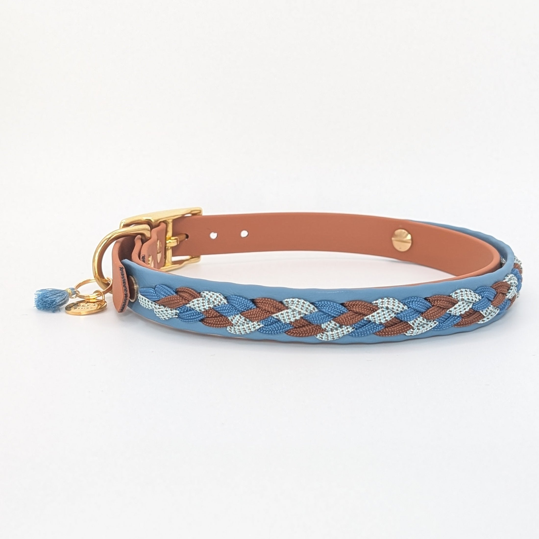 Calma Petrol – Hundehalsband mit geflochtenem Detail aus Paracord, handgemacht, Calma Kollektion