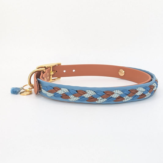 Calma Petrol – Hundehalsband mit geflochtenem Detail aus Paracord, handgemacht, Calma Kollektion