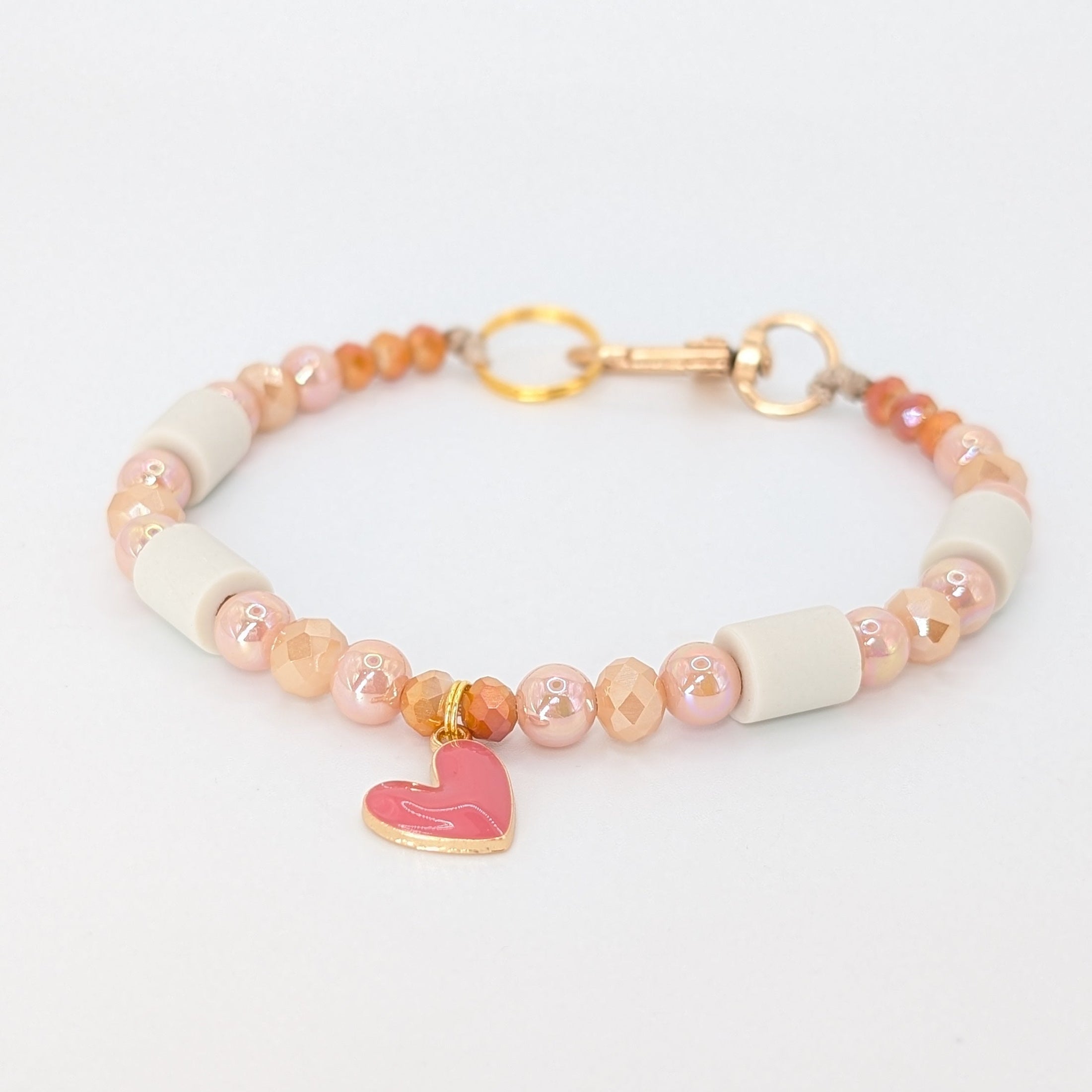 EM-Kette aus Facettenperlen mit Herzanhänger zum Valentinstag