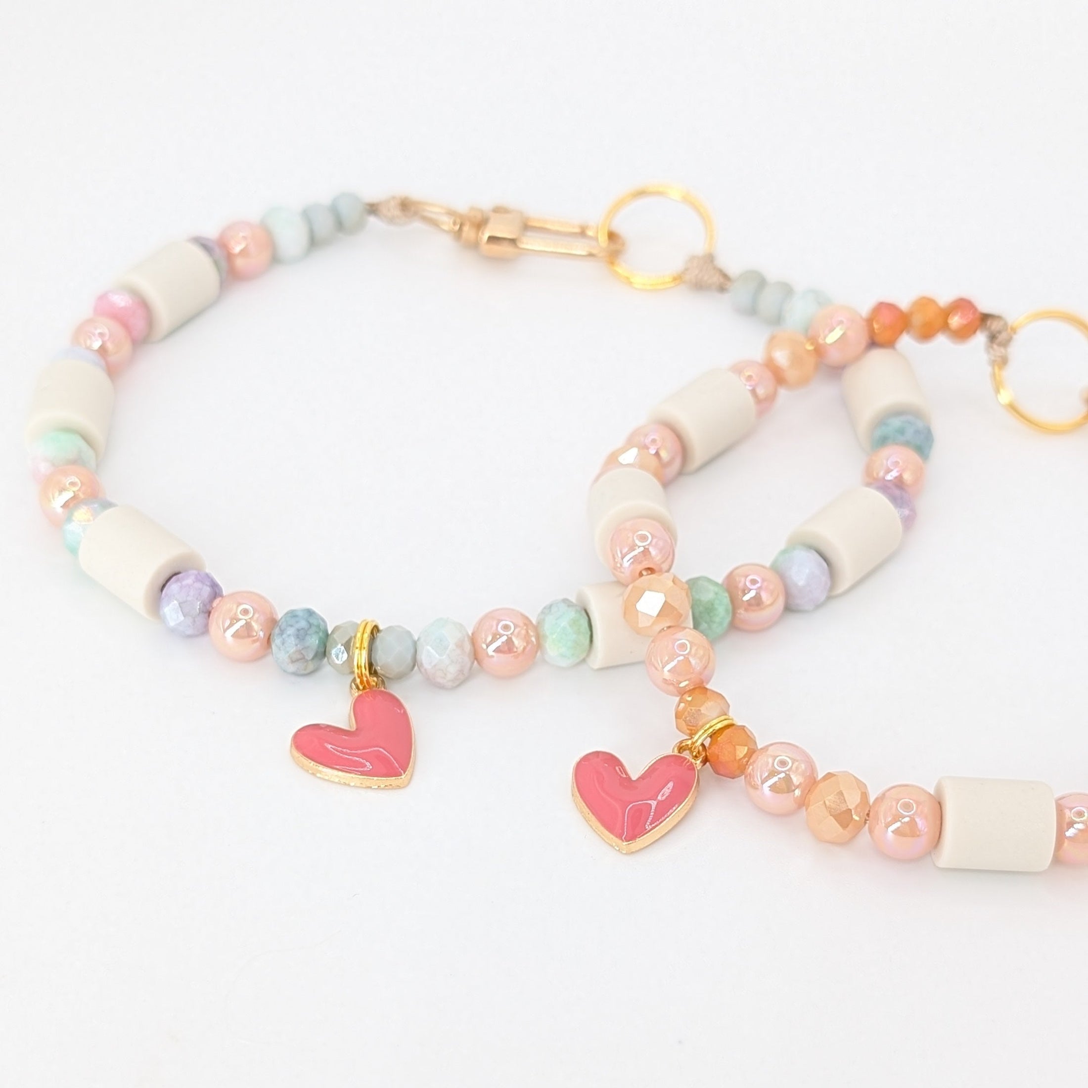 EM-Kette aus Facettenperlen mit Herzanhänger zum Valentinstag