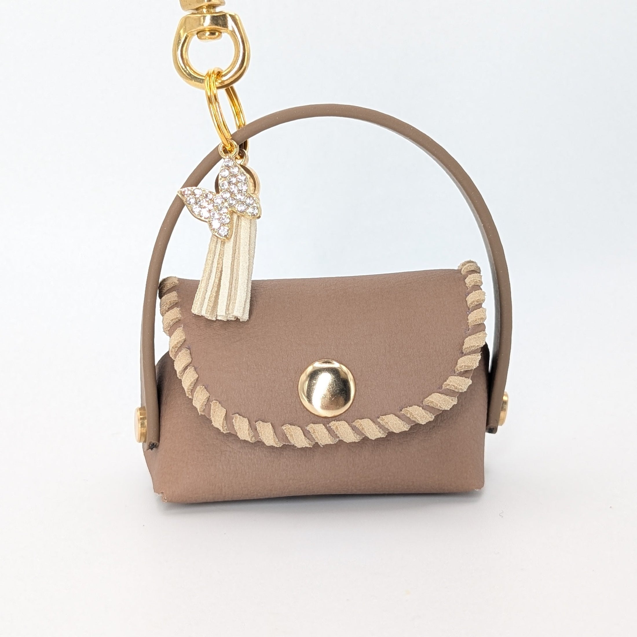 Poki Kotbeutelspender Nougat mit beigen Eco-Leder Akzenten