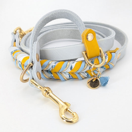 Stylische Leder Hundeleine „Blossom Bay“ handmade