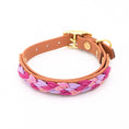 Bild in Galerie-Betrachter laden, Calma Sundown Hundehalsband aus geflochtenem Paracord in Pink, Flieder und warmem Goldton

