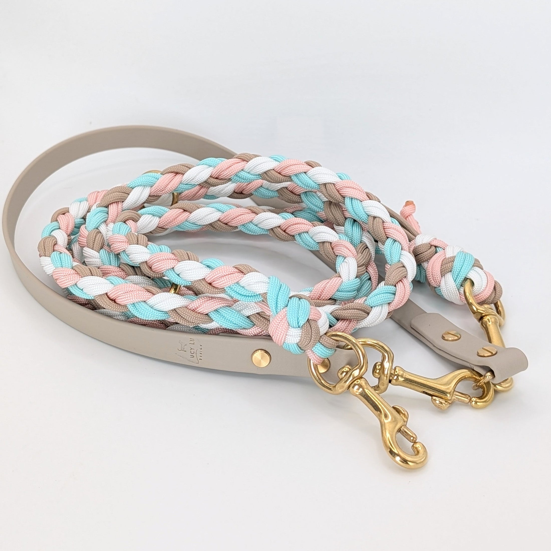 Calma Silk Hundeleine aus Paracord mit BioThane®-Kurzführer, handgemacht