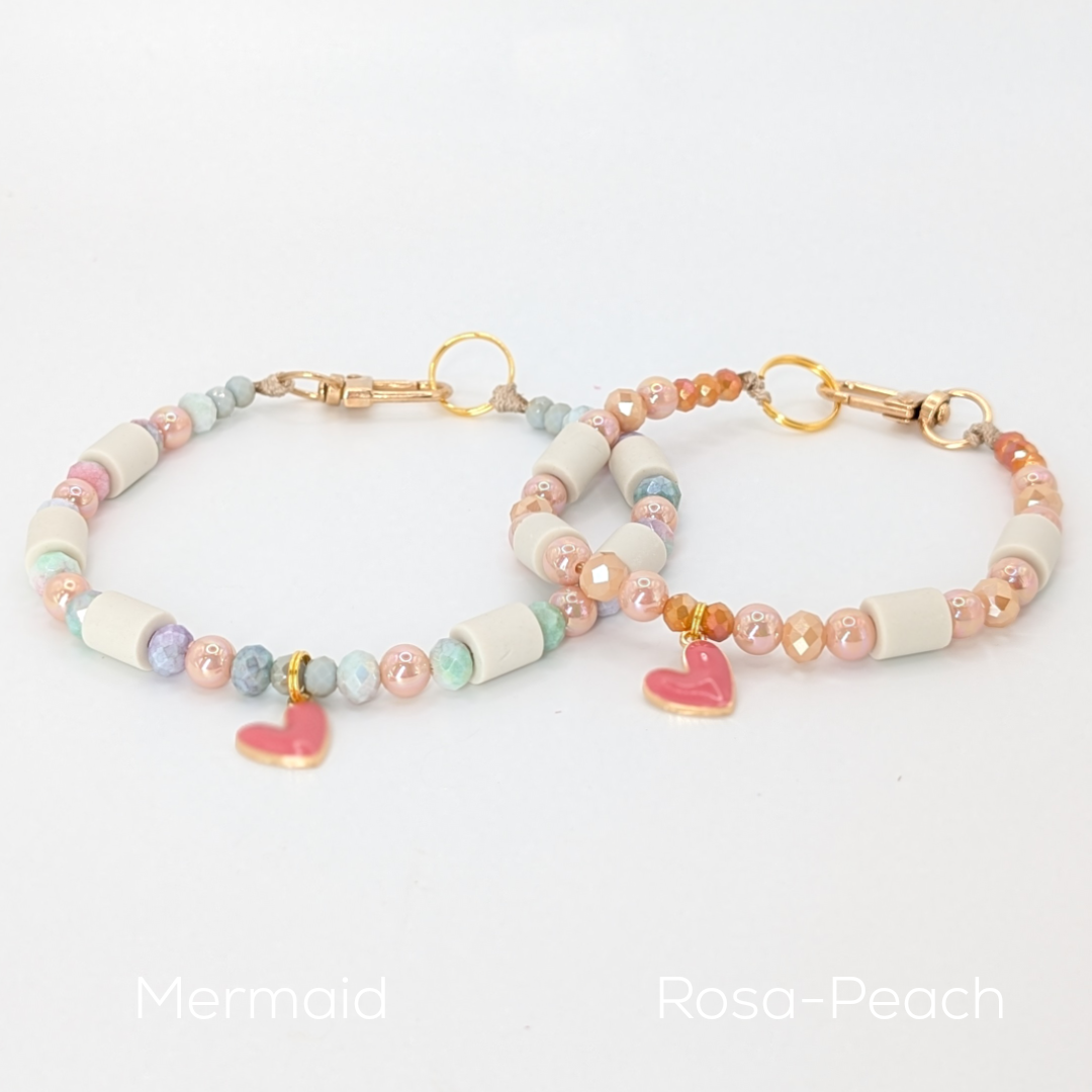 EM-Kette aus Facettenperlen mit Herzanhänger zum Valentinstag