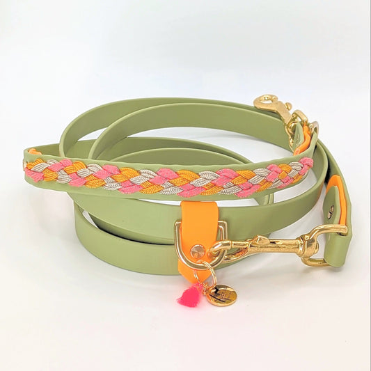 Paracord Hundeleine, geflochtene Hundeleine, Hundeleine mit Kurzführer, verstellbare Hundeleine, handgemachte Hundeleine, Calma Kollektion