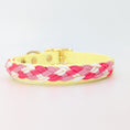 Bild in Galerie-Betrachter laden, Calma Candy Cream Hundehalsband aus geflochtenem Paracord in sanfter Farbkombination, handgemacht und passend zur Calma Leine Candy Cream.
