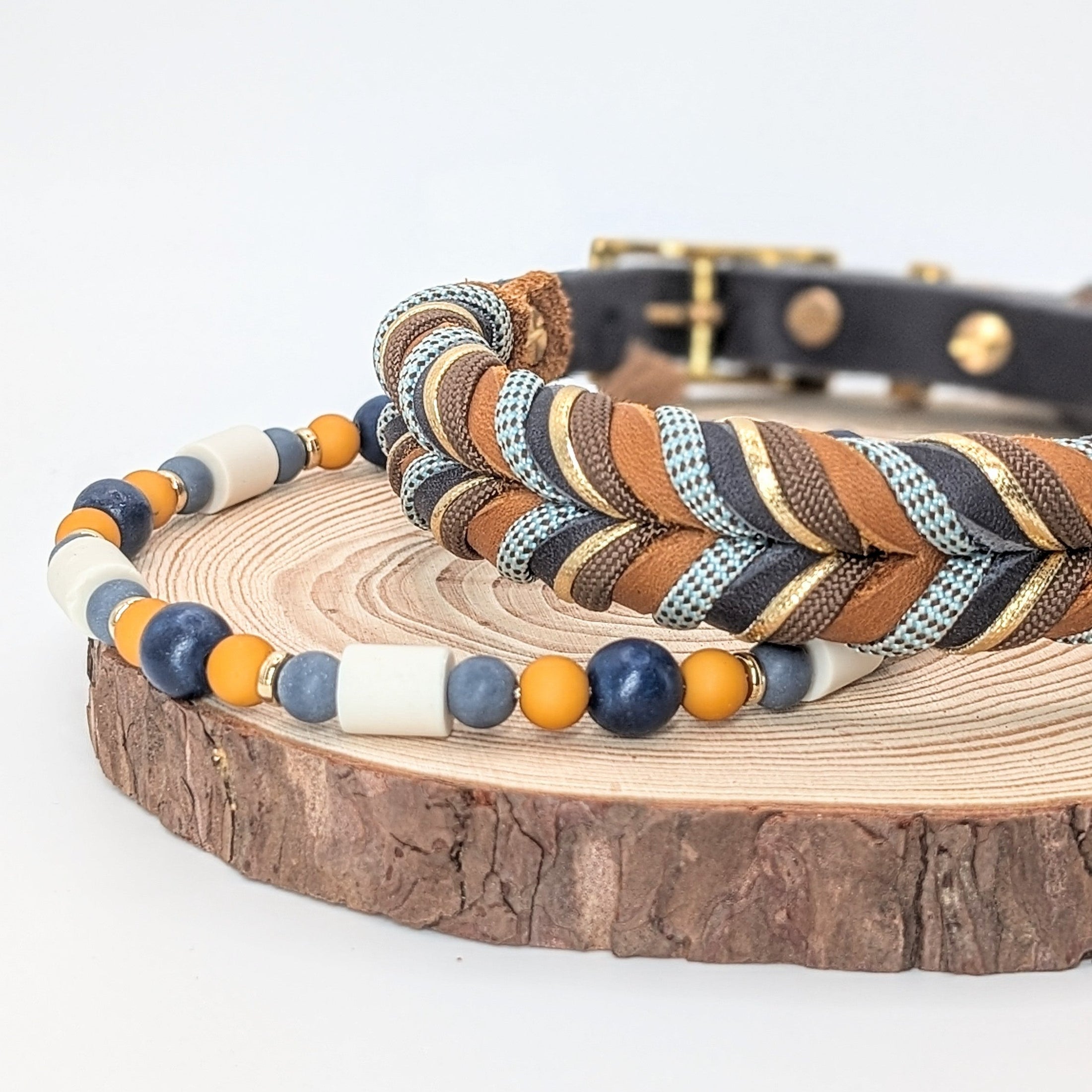 EM-Kette Blue Oak mit EM-Keramikpipes – passend zum Halsband Blue Oak