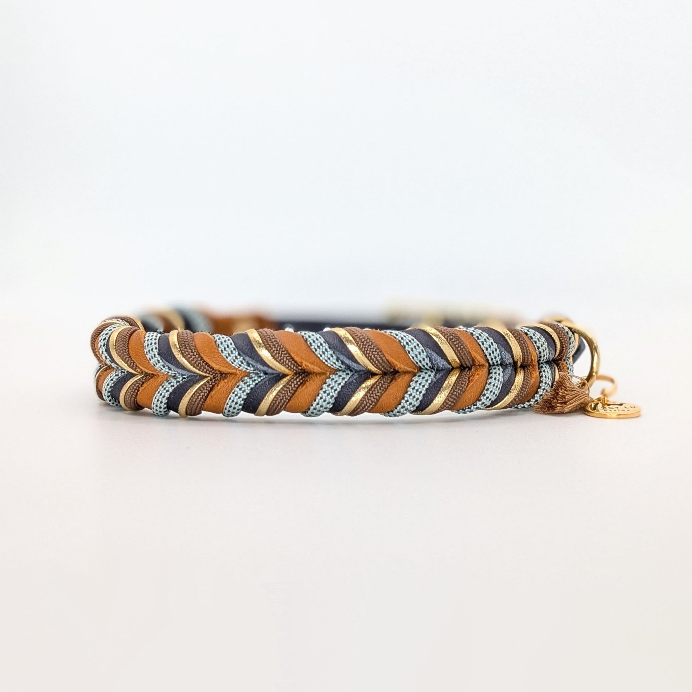 Leder Hundehalsband Blue Oak – Herbstkollektion LucyLu Design®