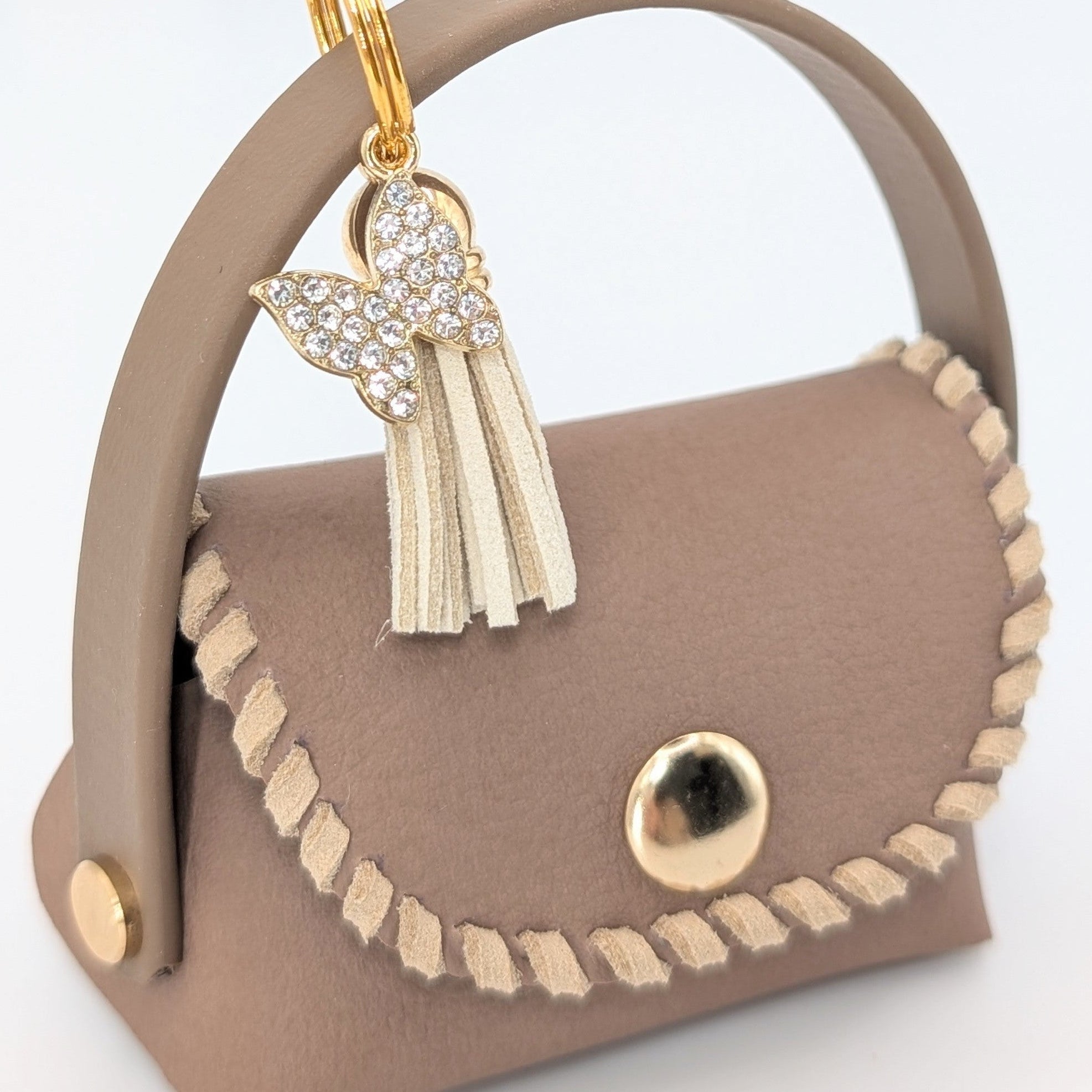 Poki Kotbeutelspender Nougat mit beigen Eco-Leder Akzenten