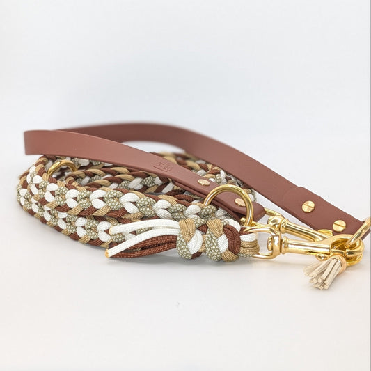 Calma Loam – geflochtene Leine mit BioThane®-Kurzführer, handgemacht, Calma Kollektion“