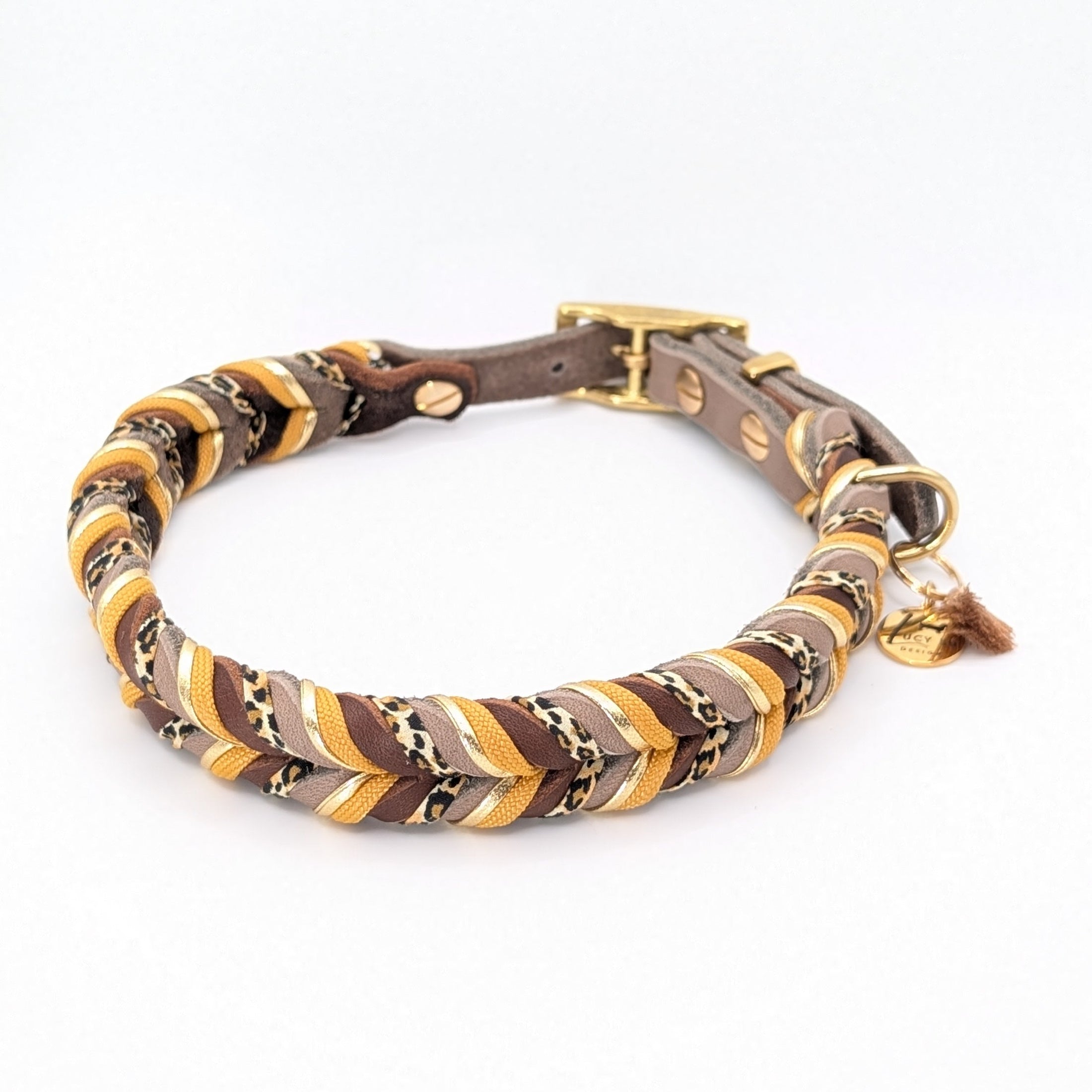 Hund mit Lederhalsband „Leo“ in edlem Design