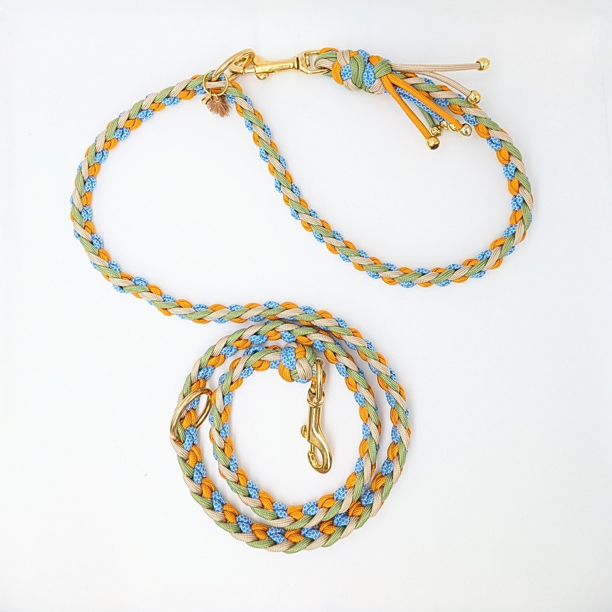 Paracord Hundeleine, geflochtene Hundeleine, Hundeleine mit Kurzführer, verstellbare Hundeleine, handgemachte Hundeleine, Calma Kollektion