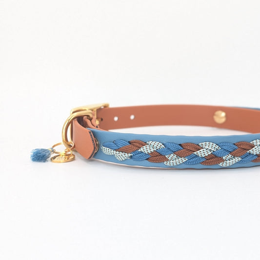 Calma Petrol – Hundehalsband mit geflochtenem Detail aus Paracord, handgemacht, Calma Kollektion