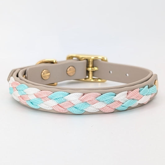 Calma Silk Hundehalsband mit geflochtenem Detail aus Paracord, handgemacht