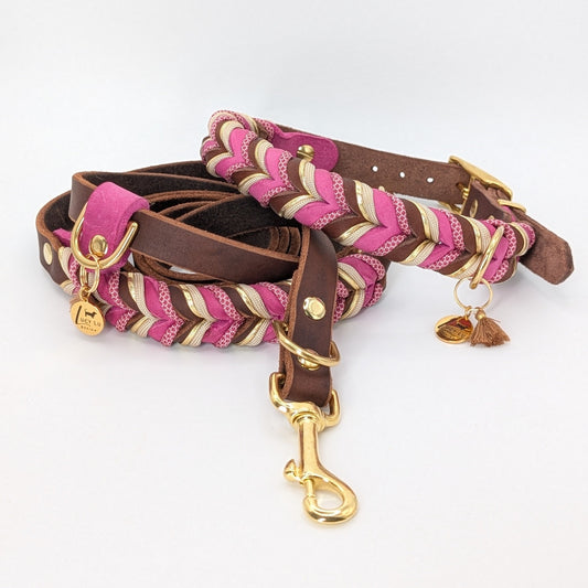 Leder-Hundehalsband, Halsband, handgemacht, Set