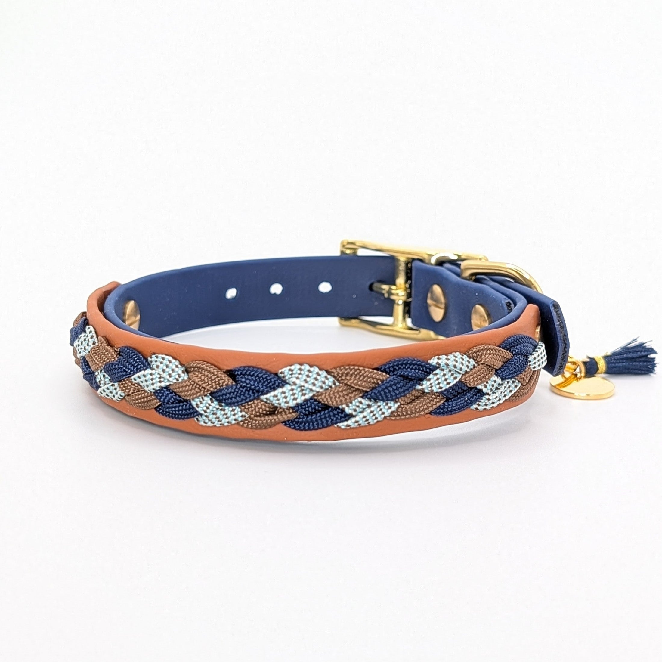 Calma Blue Oak – geflochtenes Hundehalsband, Autumn Leaf Kollektion