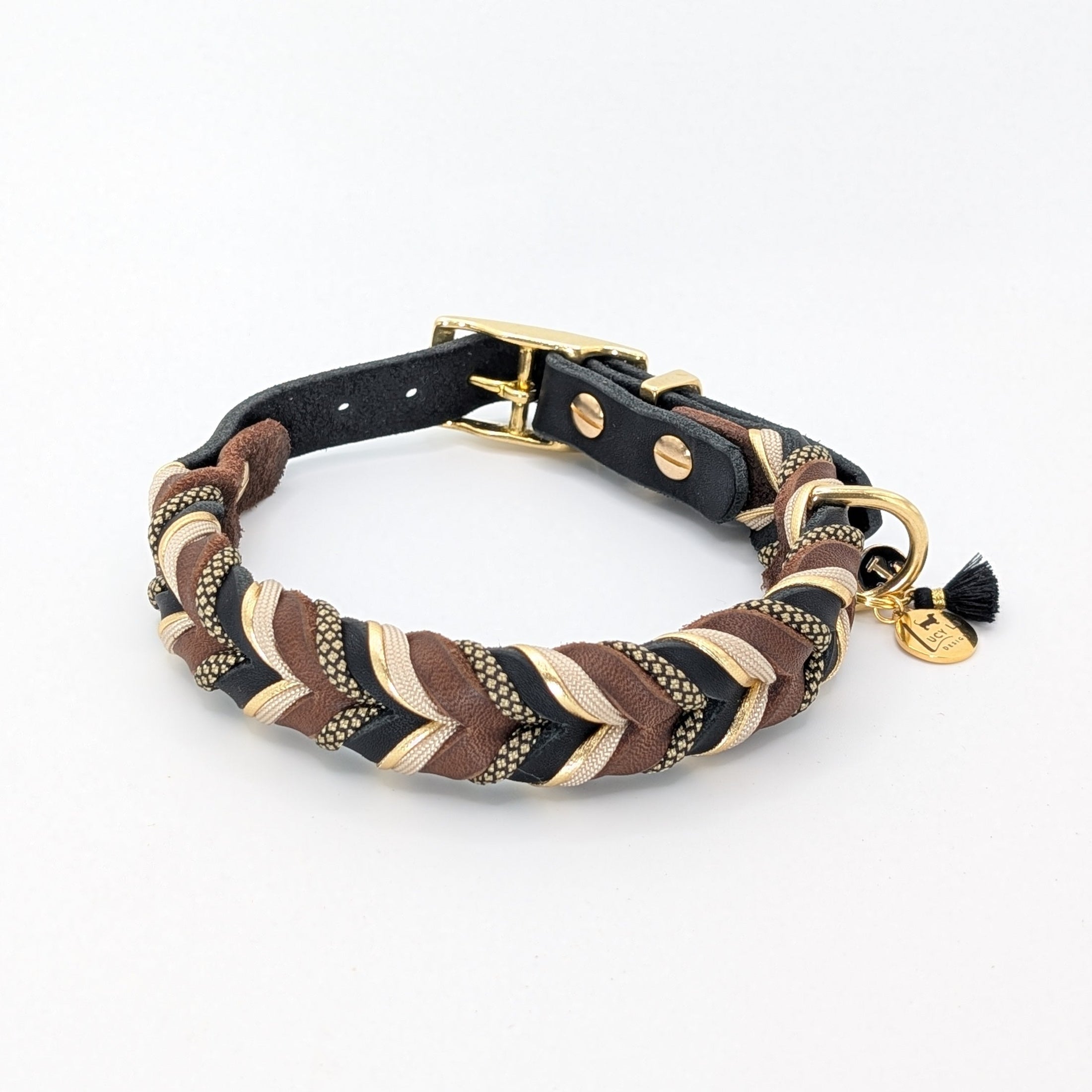 Lederhalsband Toni in Naturtönen – handgemacht von LucyLu Design®