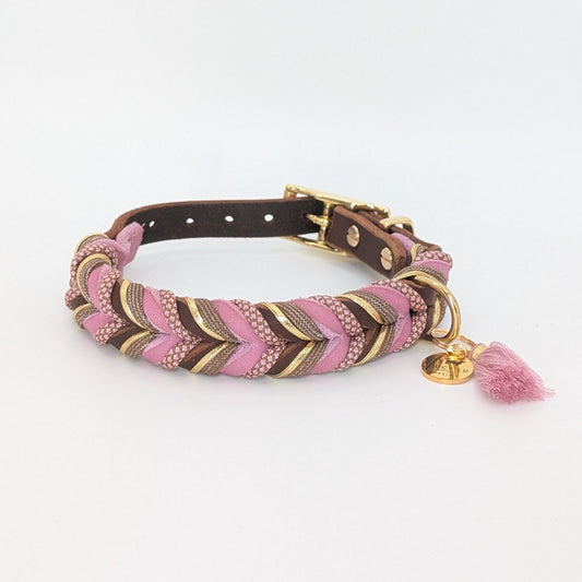 Lederhalsband Rosewood aus Leder & Paracord – handgemacht von LucyLu Design®