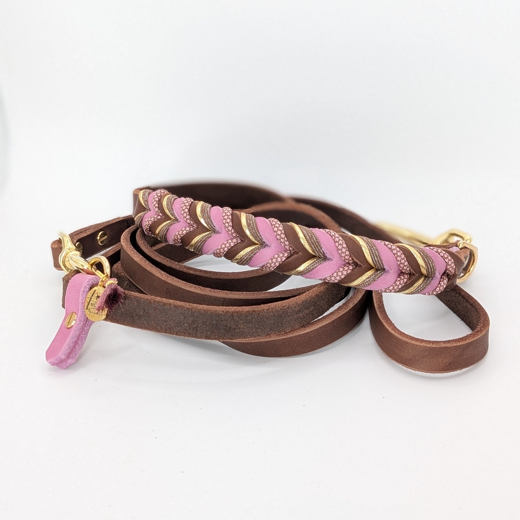 Lederleine Rosewood aus Leder & Paracord – handgemacht von LucyLu Design®