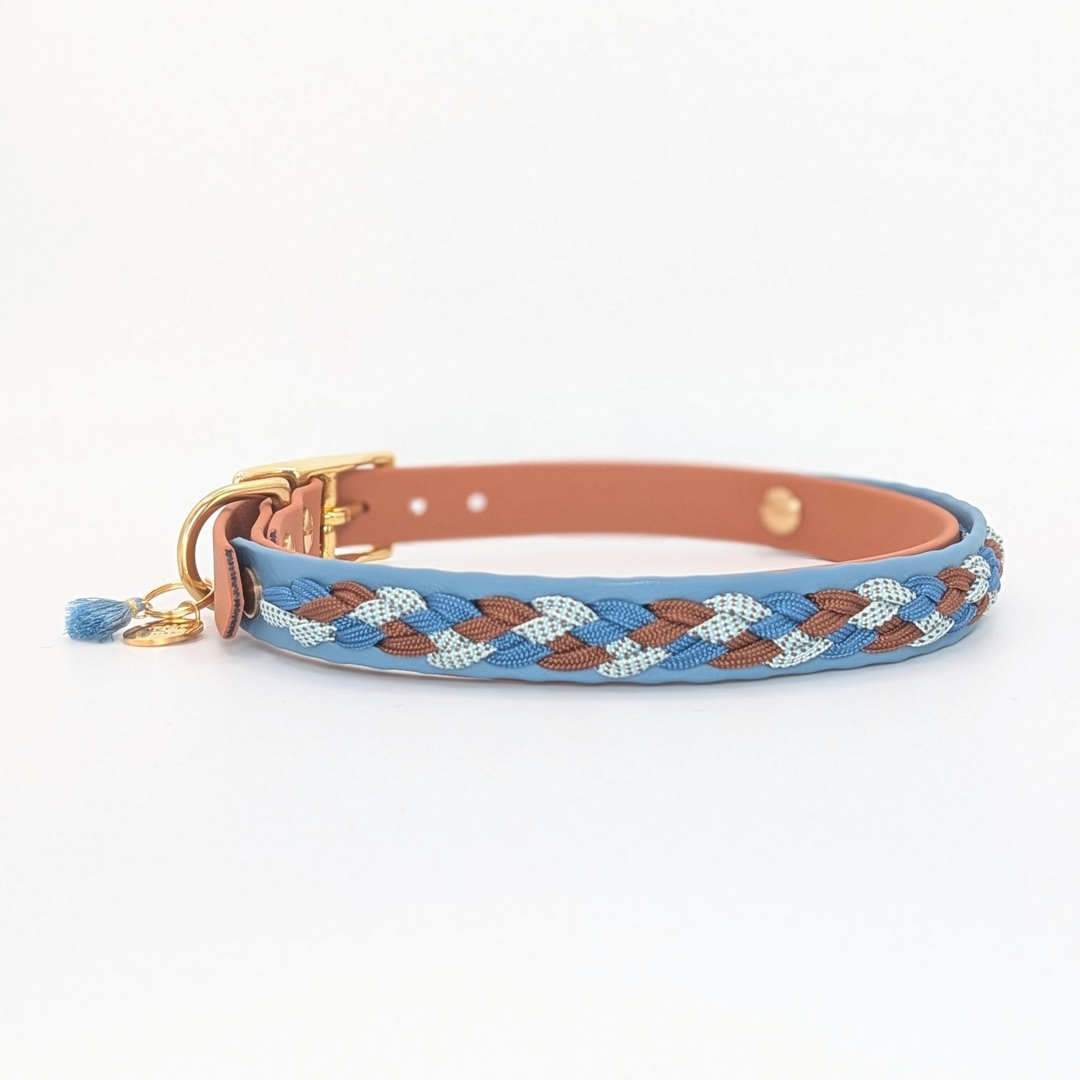 Calma Petrol – Hundehalsband mit geflochtenem Detail aus Paracord, handgemacht, Calma Kollektion