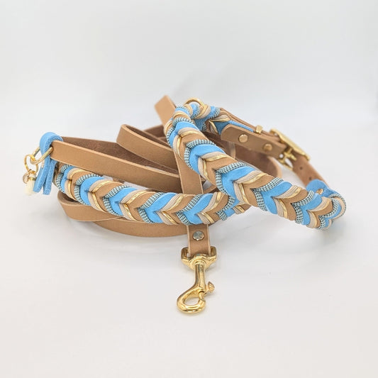 Hundeleinen-Set, Hundehalsband-Set, Leder-Set Ocean Dust