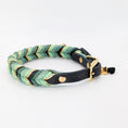Bild in Galerie-Betrachter laden, Set Hugo – Lederhalsband & Lederleine in Schwarz & Mint von LucyLu Design®
