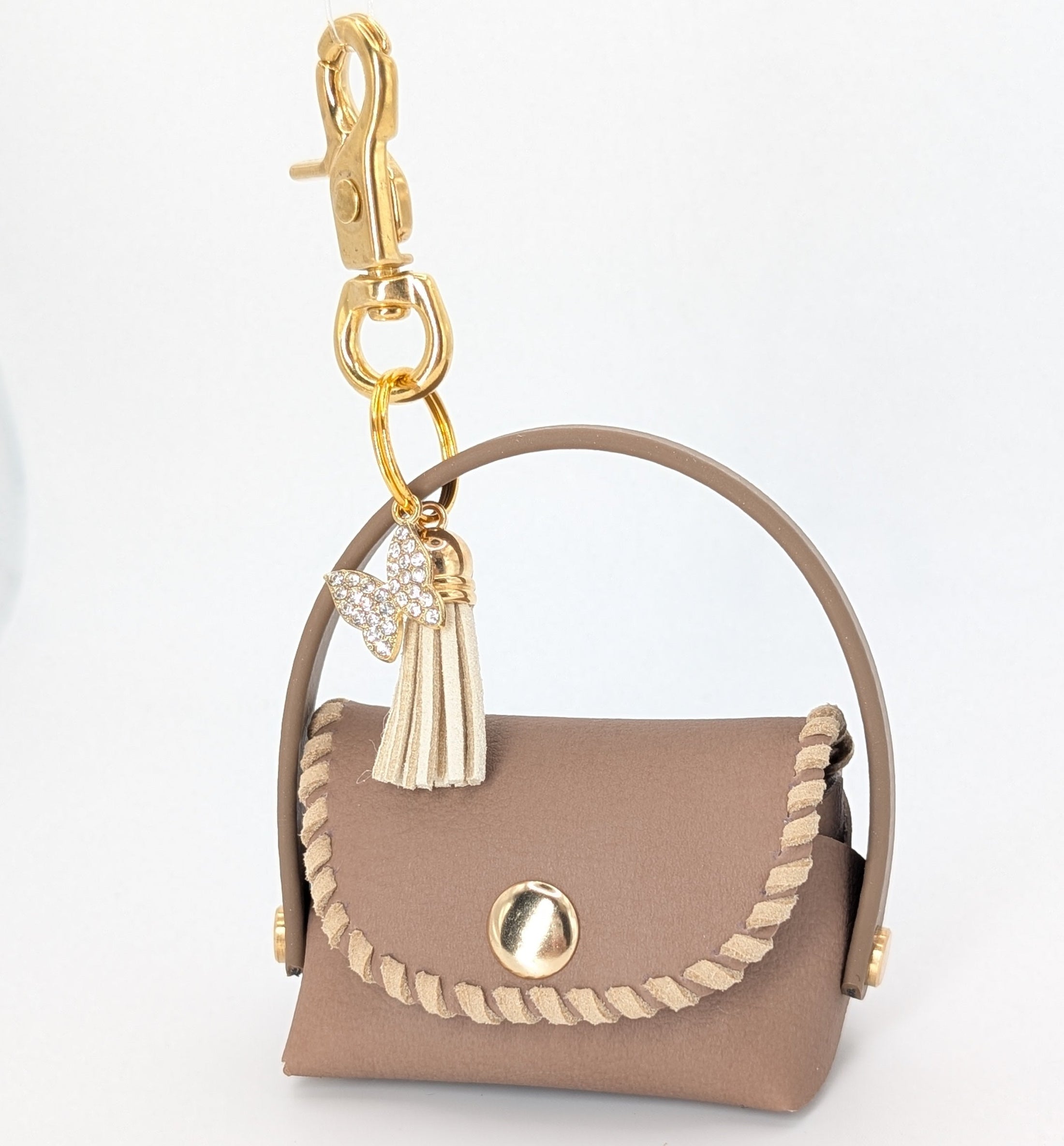 Poki Kotbeutelspender Nougat mit beigen Eco-Leder Akzenten