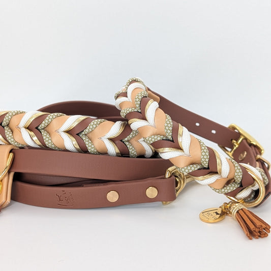 BioThane® Hundehalsband und Hundeleine Set Loam – handgefertigt, wetterfest, LucyLu Design®