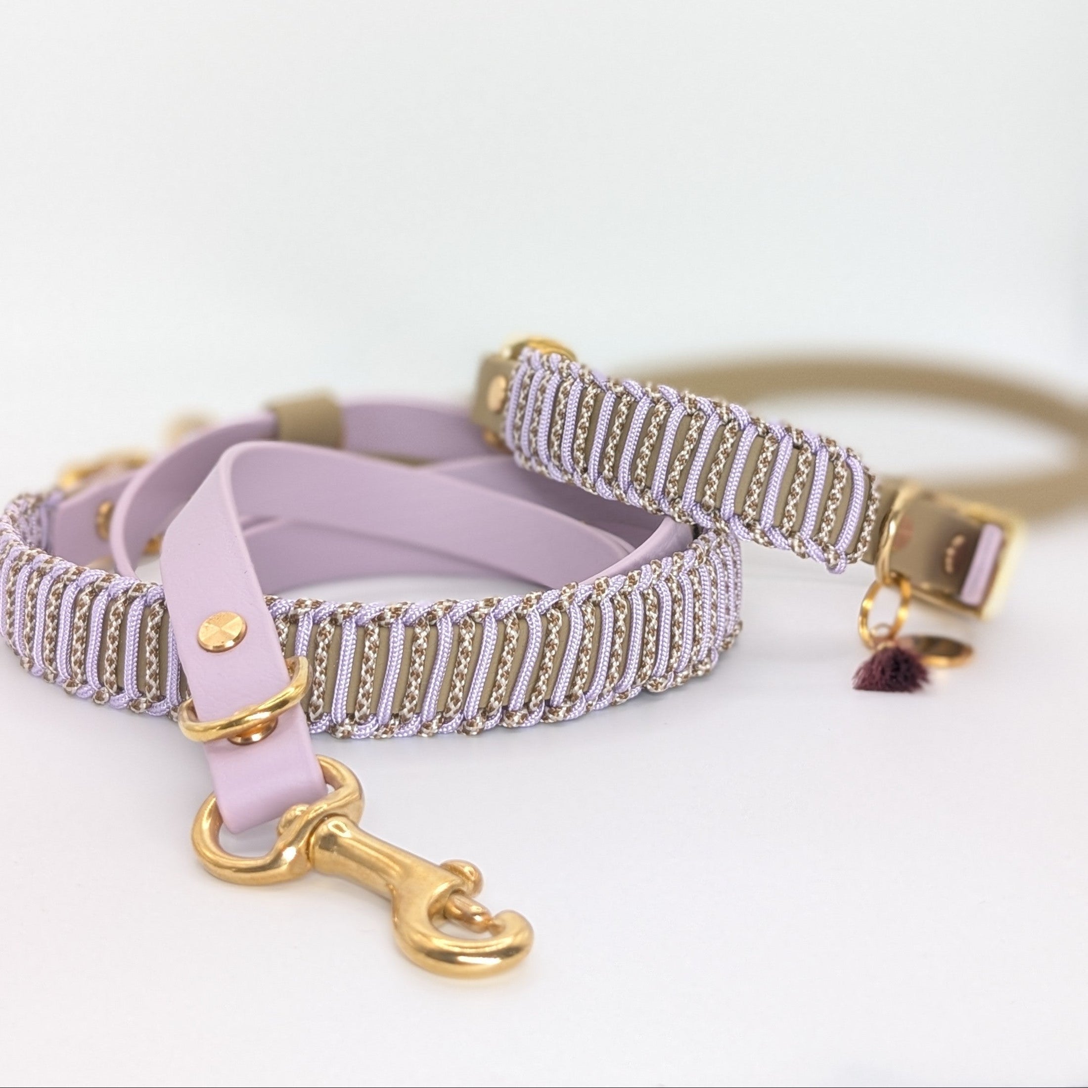 Hundeleine, Hundehalsband, Set Flieder aus BioThae