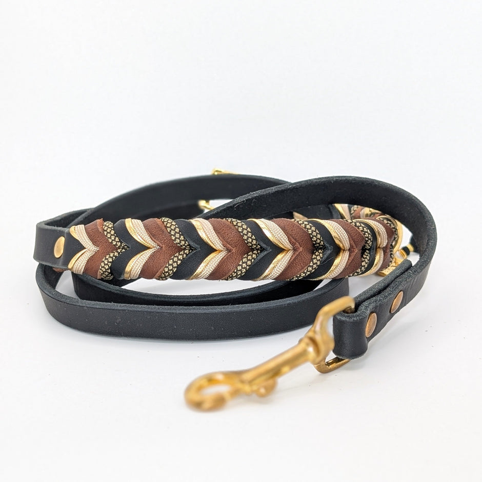 Lederleine Toni – verstellbare Lederleine in Naturtönen von LucyLu Design®