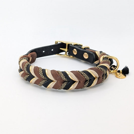 Lederhalsband Toni in Naturtönen – handgemacht von LucyLu Design®