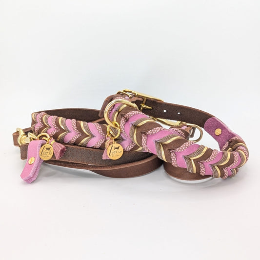 Lederleine Rosewood aus Leder & Paracord – handgemacht von LucyLu Design®