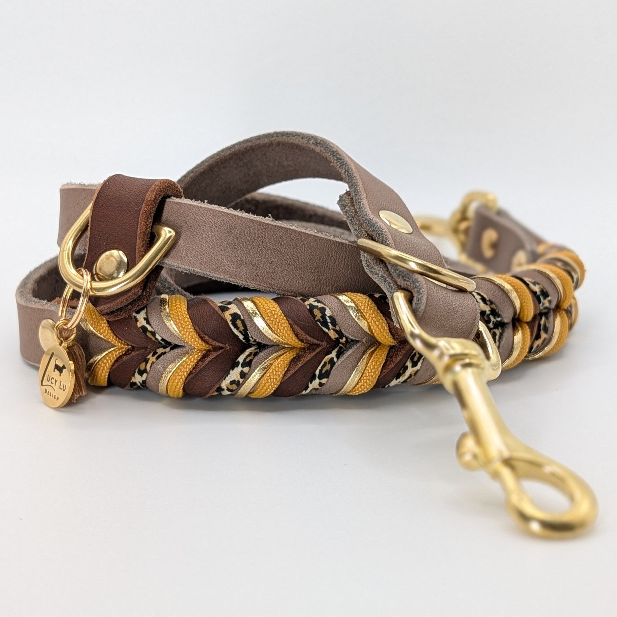 Hund mit Leder Hundeleine „Leo“