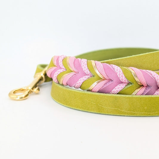 Leder Hundeleine Bloom aus Leder in frischer Frühlingsfarbwelt – handgemacht von LucyLu Design®