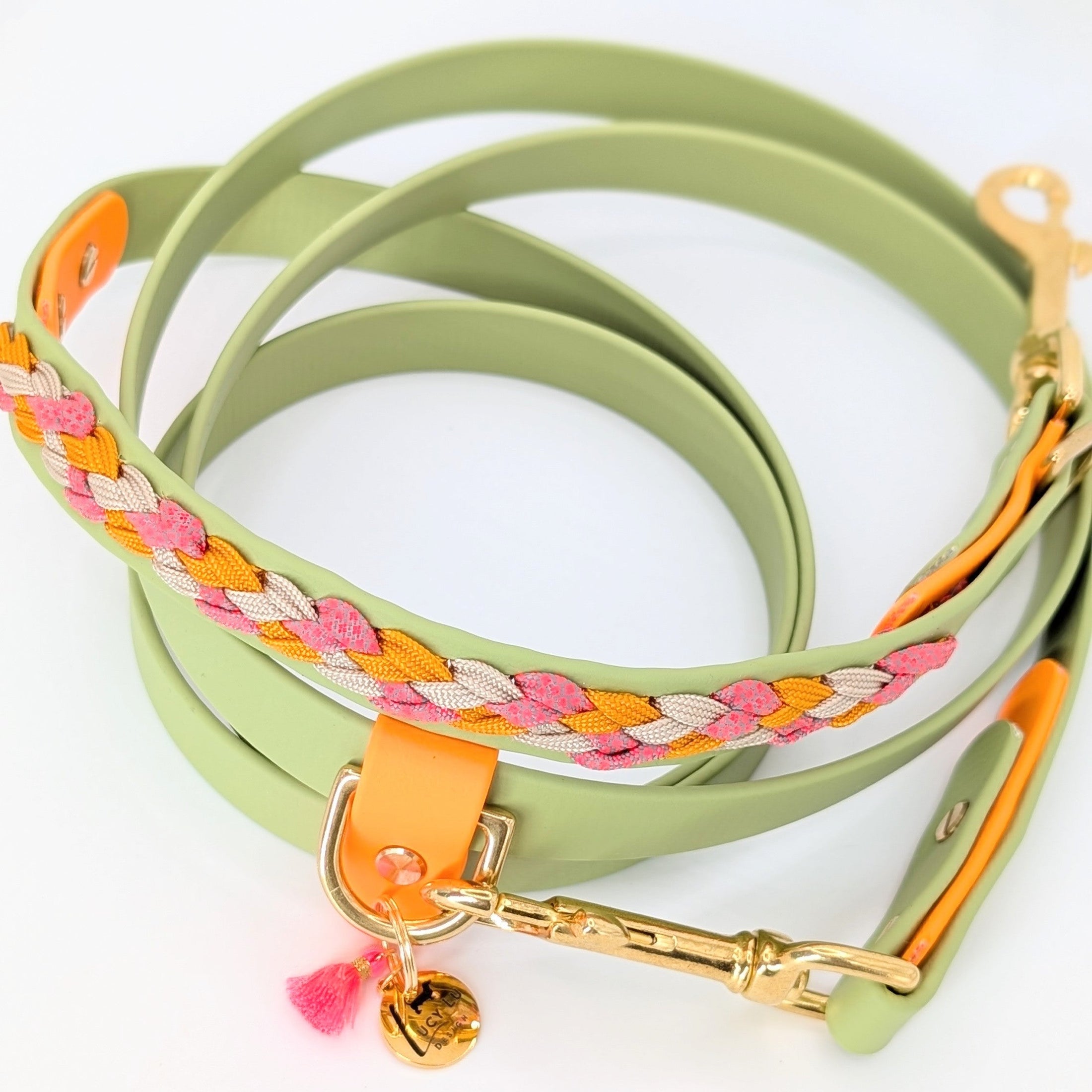 Paracord Hundeleine, geflochtene Hundeleine, Hundeleine mit Kurzführer, verstellbare Hundeleine, handgemachte Hundeleine, Calma Kollektion