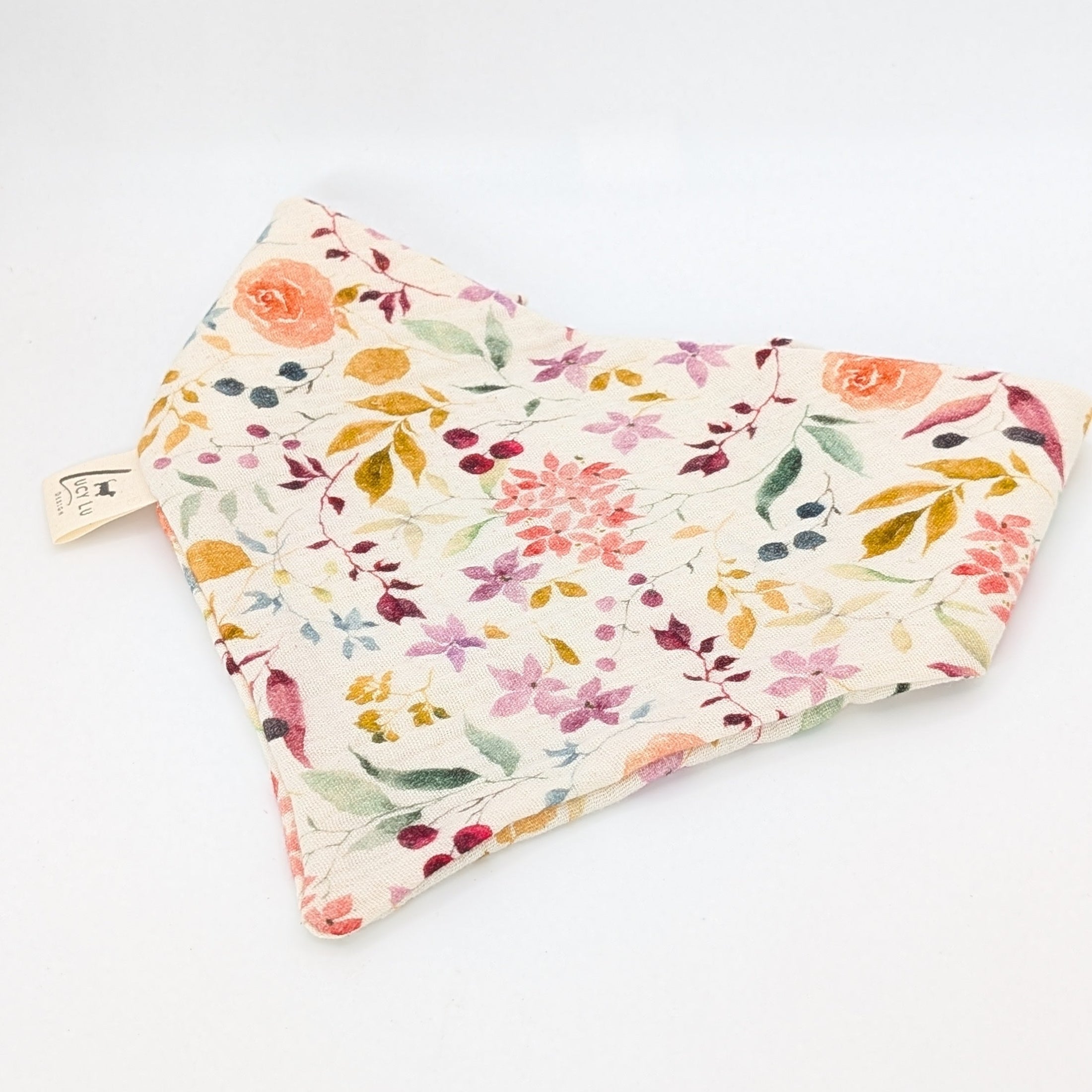 Musselin-Bandana Wild Garden mit detailreichem Blumenprint in warmen Naturtönen von LucyLu Design®